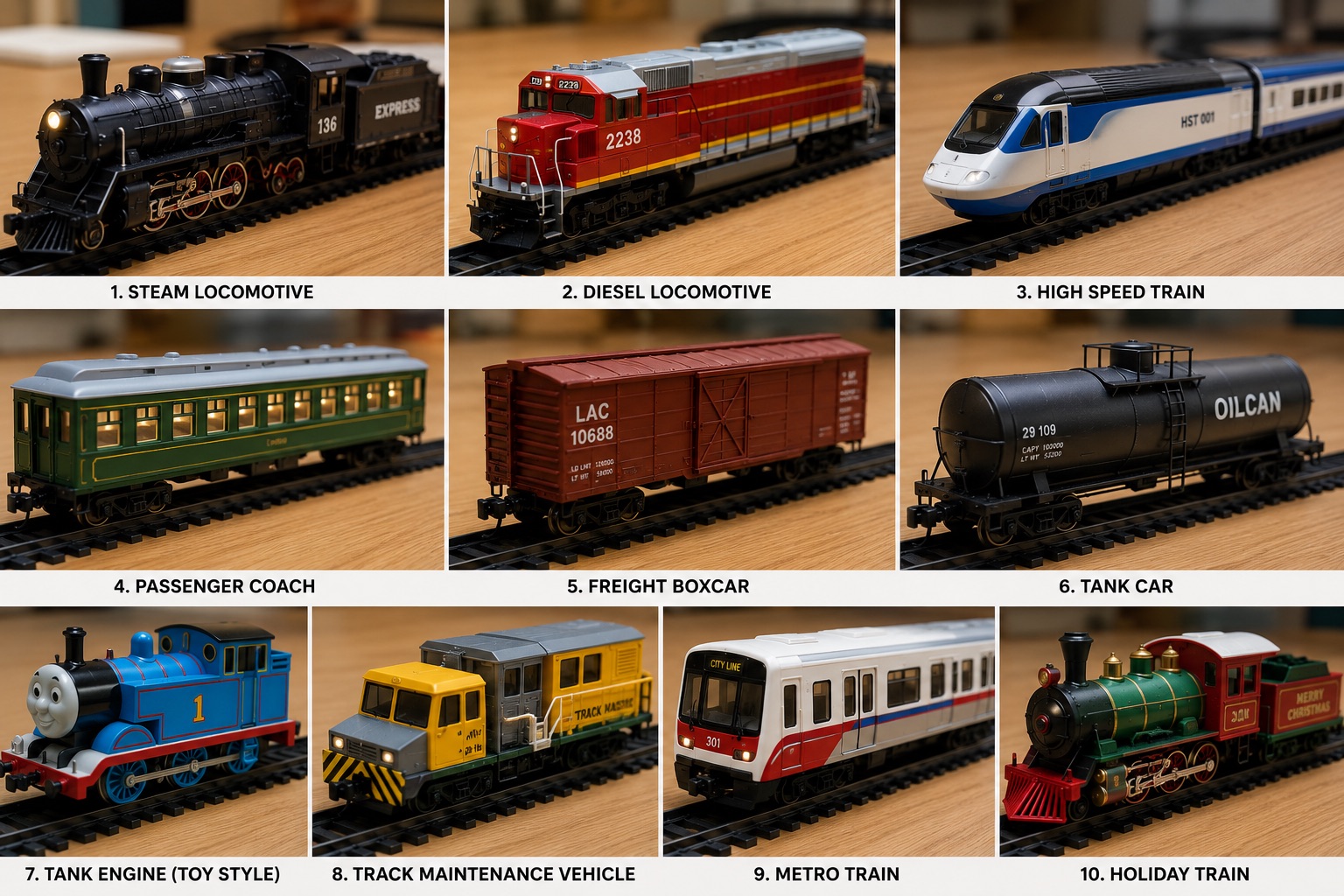 Labeled train type reference sheet